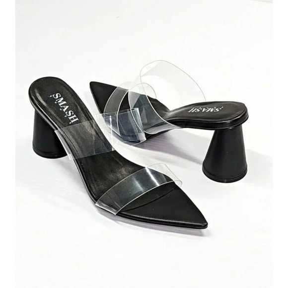 Smash Waze Women's Pointed Toe Slip On Block Heels Black Size 10 (MSRP $140) - Picture 3 of 11